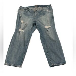 Torrid jeans.  Heavily distressed and perfectly holey! Jeans are a 28 R. V